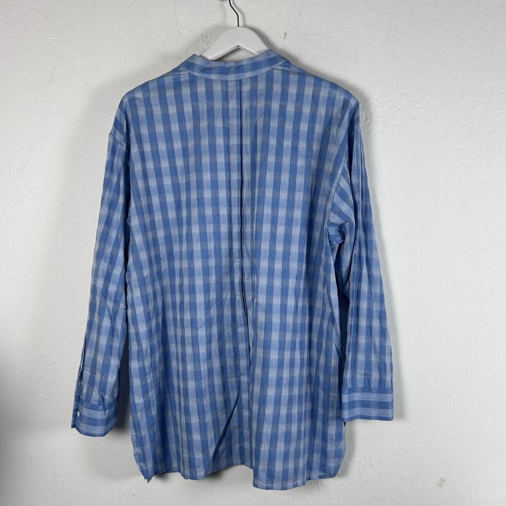 Nordstrom Collection Mens Blue Checkered Button-Up Shirt XL Long Sleeve Cotton - Picture 2 of 7
